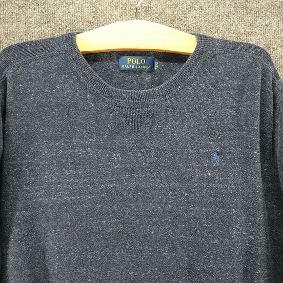 Polo Ralph Lauren Men's Pullover Crew Neck Knit Sweater Blue Large Cotton Logo - Picture 4 of 15